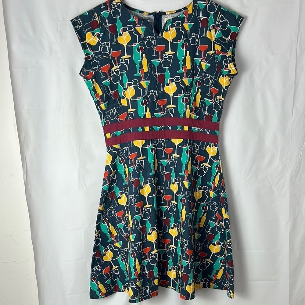Mata Traders Dress wine cocktail pattern size medium unique party style vacation